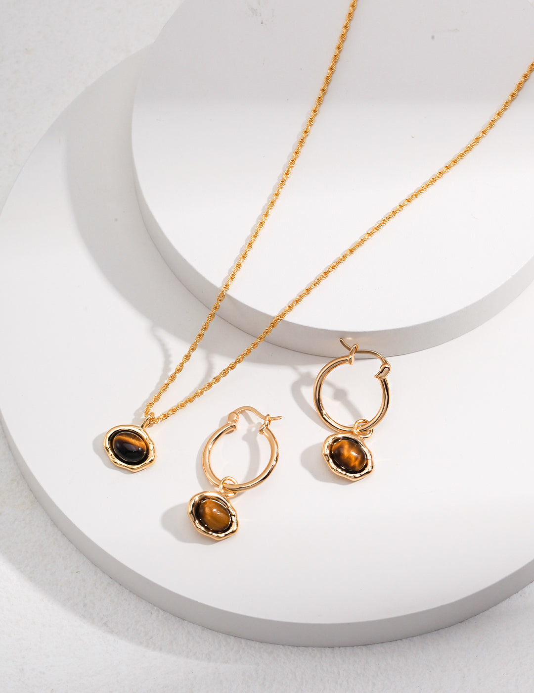 Tiger's eye Gold Plated Earring