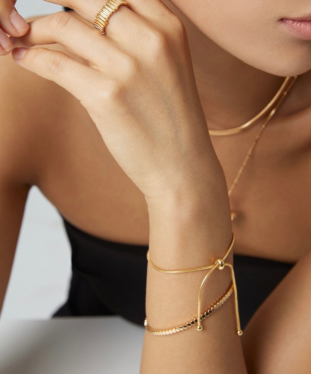 Sterling Silver Gold Plated Snake Bone Tassel Bracelet